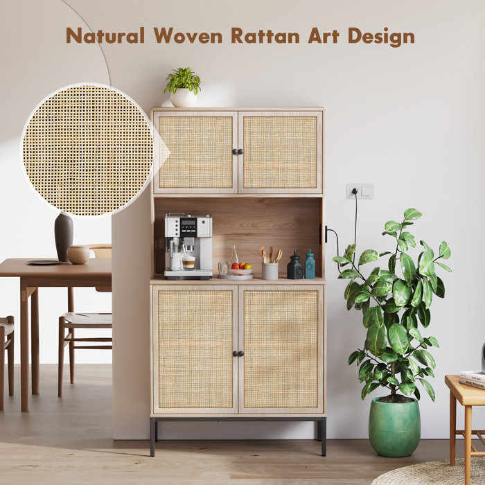 Bay Isle Home Boho Natural Rattan 63" Kitchen Pantry & Reviews Wayfair